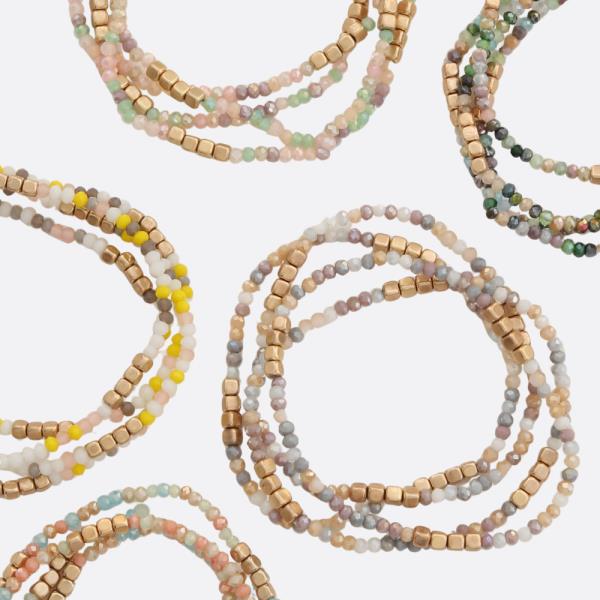 Cube Seed Bead Bracelet Set
