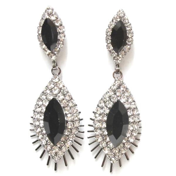 Teardrop Gemstone and Rhinestone Bridal Earring