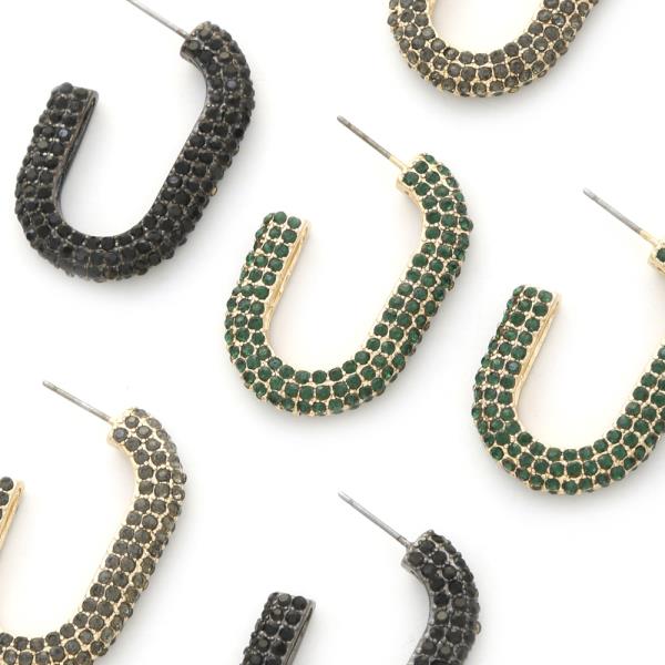 Rhinestone Open Oval Earring