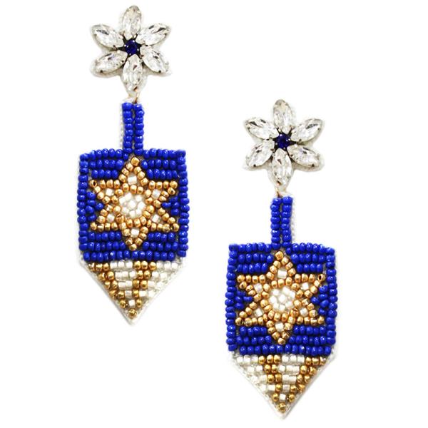 Star of David Seed Bead Earring