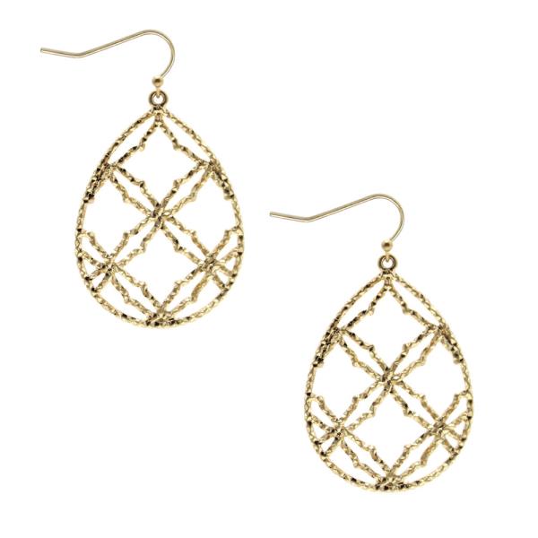 Dia Cut Filigree Teardrop Earring
