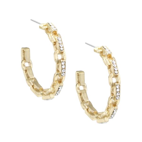 Pave Chain Hoop Earring