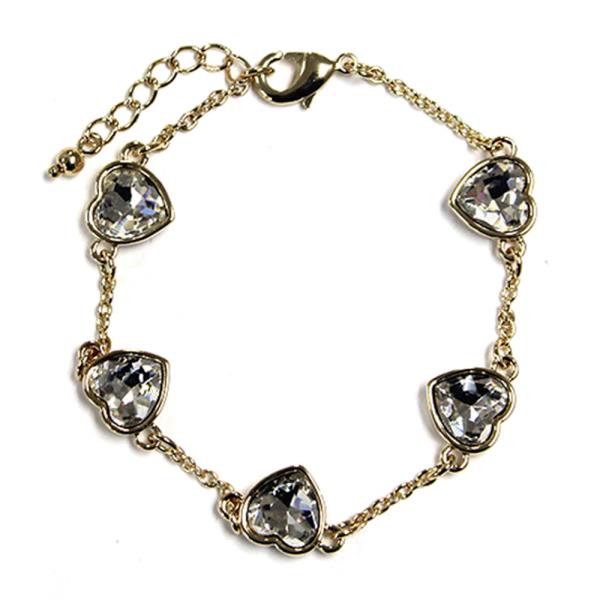 Rhinestone Heart Link Bracelet
