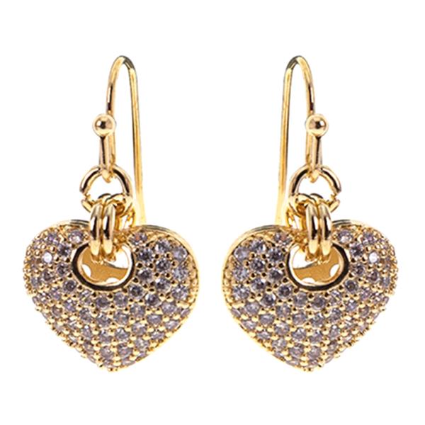 Puffy Cubic Zirconia Heart Earring