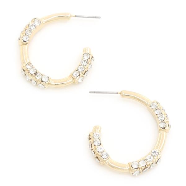 RHINESTONE METAL OPEN CIRCLE EARRING