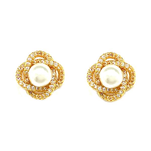 PEARL CZ HALO CLIP EARRING