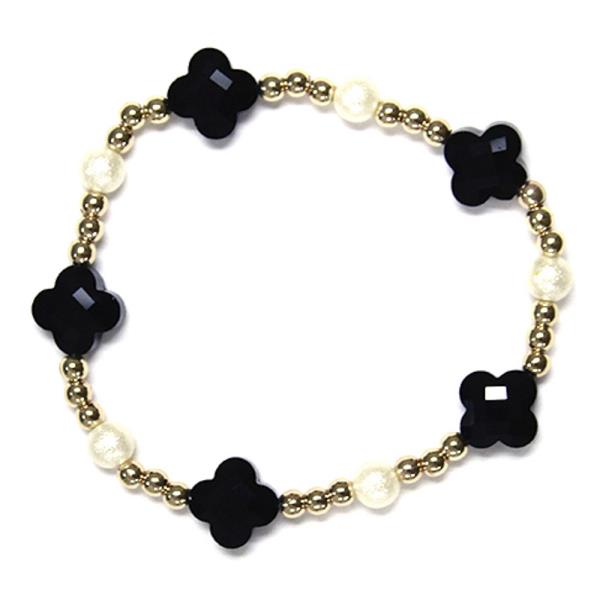 Flower Pearl Bead Stretch Bracelet