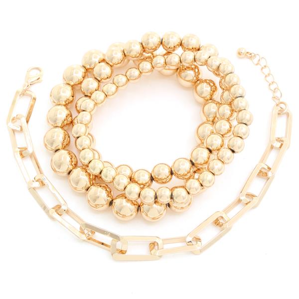 Metal Bead Chain Link Bracelet Set