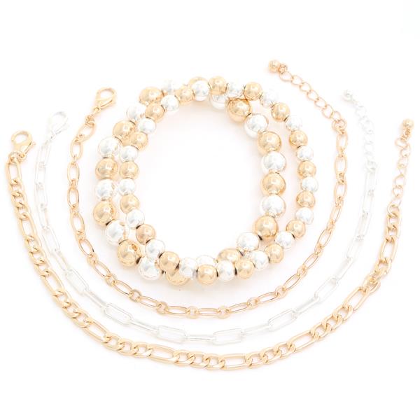 Metal Bead Chain Link Bracelet Set