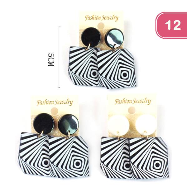 Black and White Swirl Earring (12 Units)
