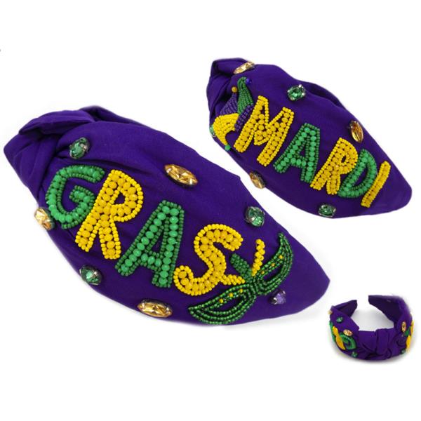 Seed Bead Mardi Gras Headband