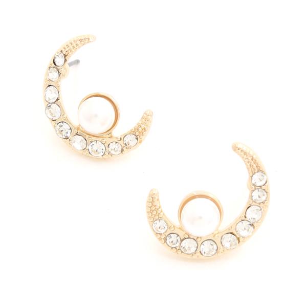 Pearl Crystal Moon Earring