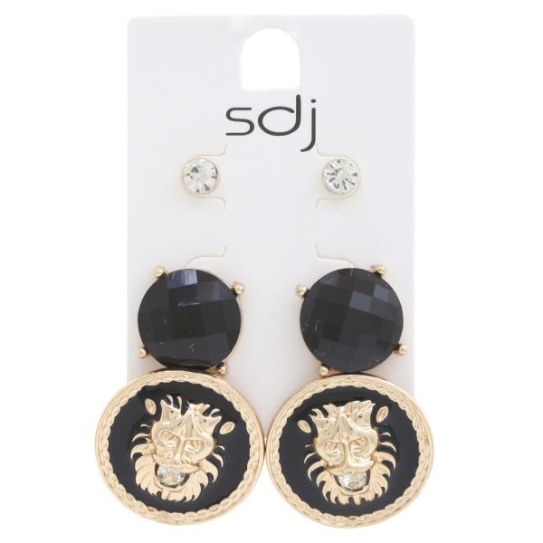 SODAJO Round Lion Head Earring Set
