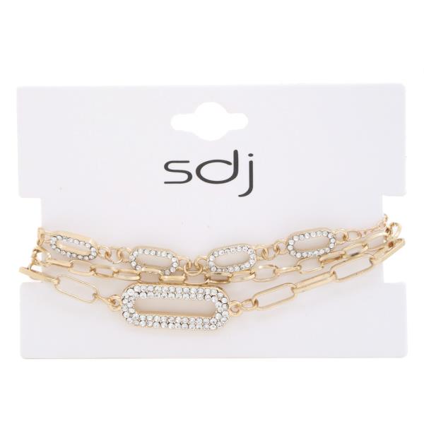 SODAJO Rhinestone Oval Link Bracelet Set