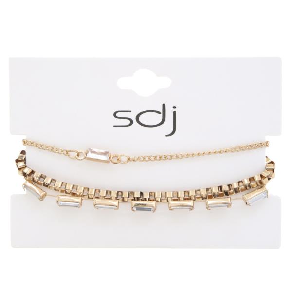 SDJ Rectangle Crystal Metal Bracelet Set