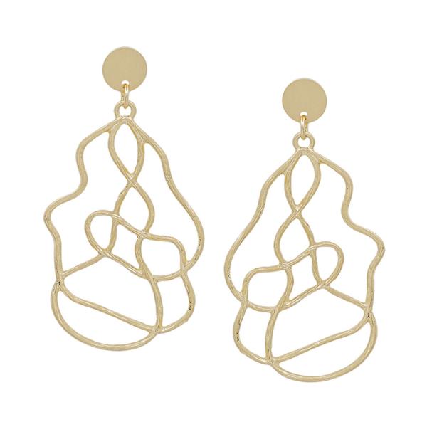 Circle Post with Organic Shape Metal Earring