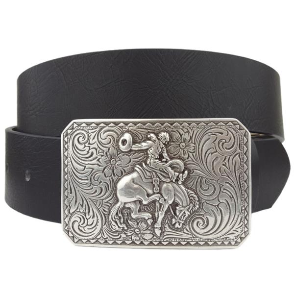 Western Silver Rodeo Buckle Belt