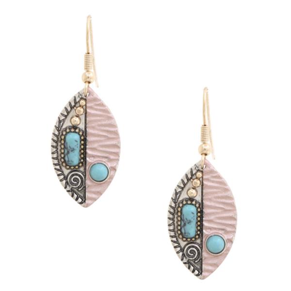 Pointed Oval Multi Color Dangle Earring