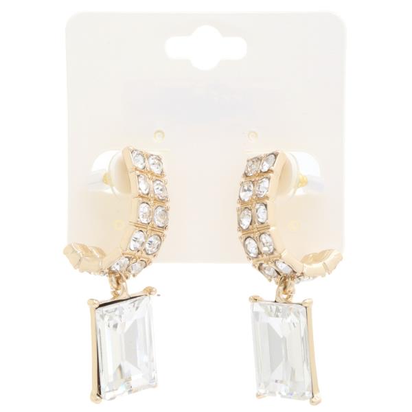 Rectangle Crystal Open Circle Earring