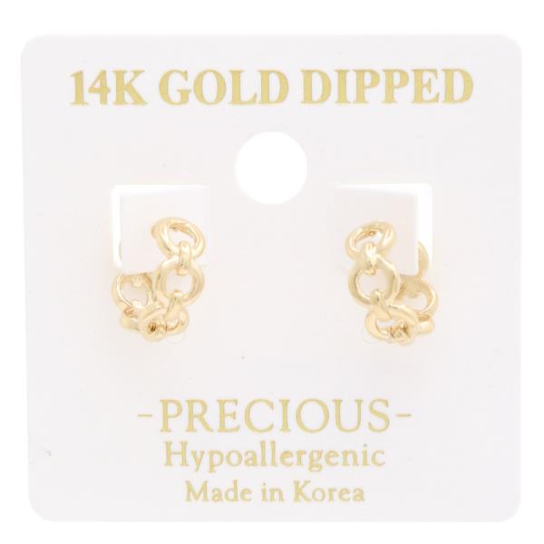 14 Gold Dipped Hypoallergenic Link Huggie Earring