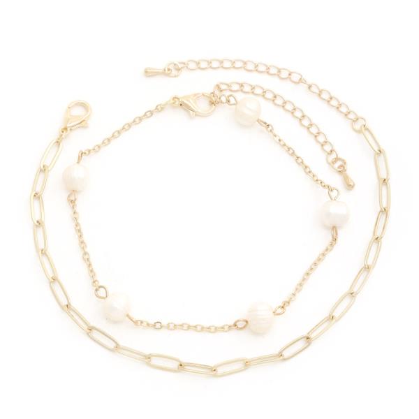 Fresh Water Pearl Oval Link Bracelet Set