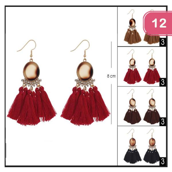 Rhinestone Tassel Earring (12 Units)