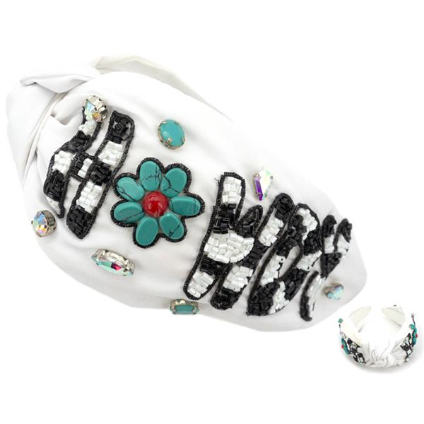 Howdy Flower Stone Bead Crystal Hair Headband