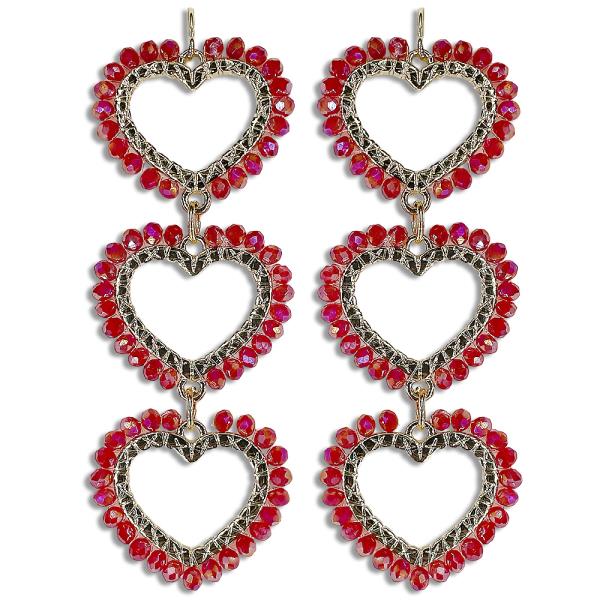 Open Triple Hearts Drop Earring