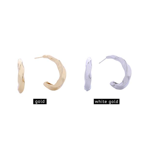 14K Gold White Gold Dipped Hoop Post Earrings