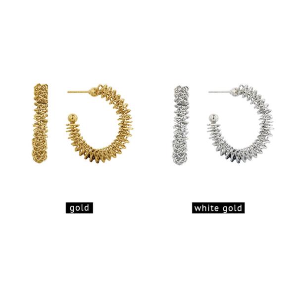 14K Gold White Gold Dipped Post Hoop Earring