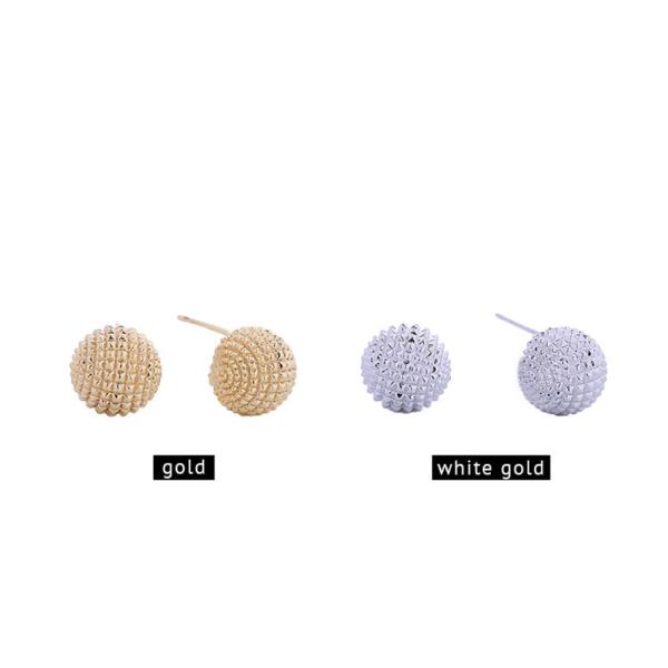 14K Gold White Gold Dipped Caviar Post Earrings
