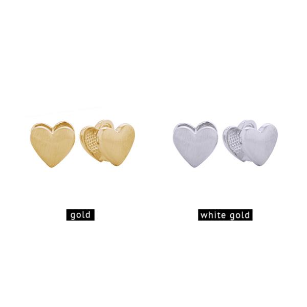 14K Gold White Gold Dipped Love Huggie Earring