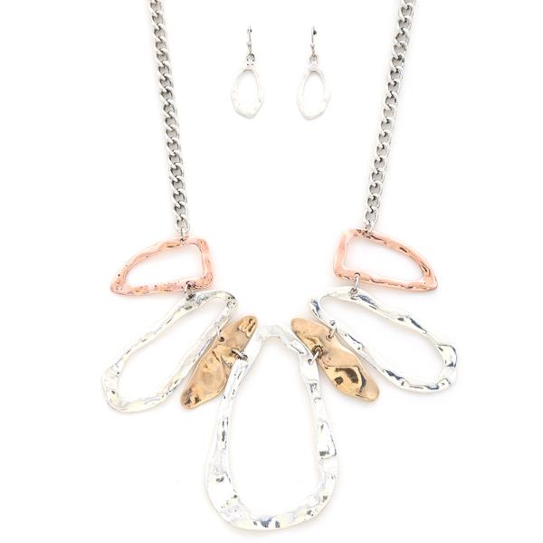 Oval Shape Design Chain Necklace and Earring Set