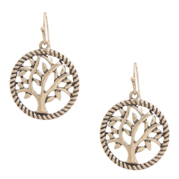 Tree Round Metal Earring