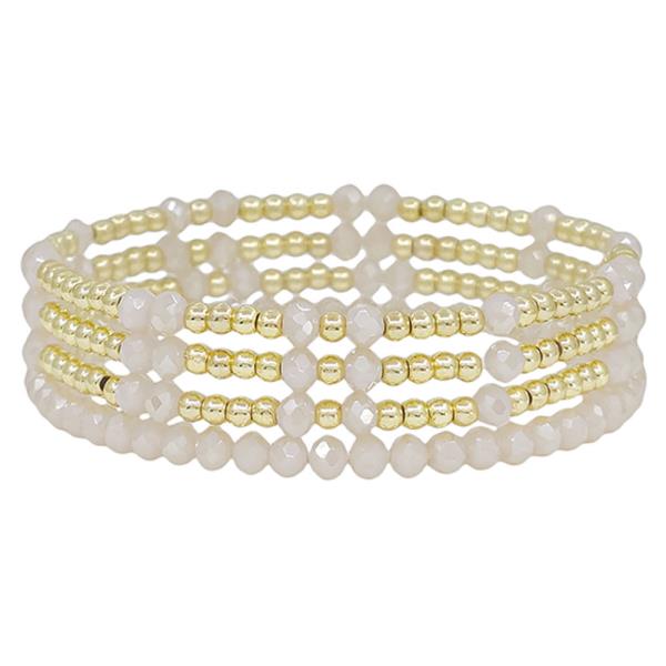 Glass Beads And CCB Bracelet 4 Set