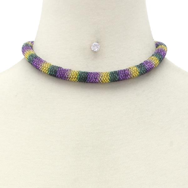 Mardi Gras Rhinestone Choker