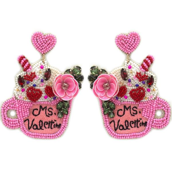 Hot Cocoa Mug W Ms Valentine Post Earring