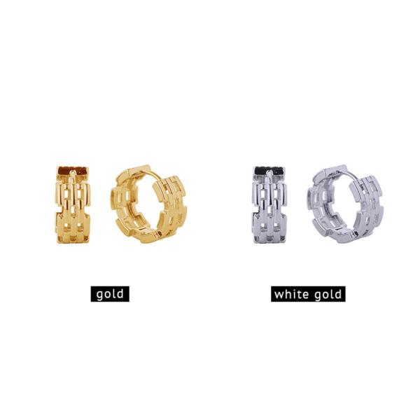 14K White Gold Dipped Maillon Hoop Earrings