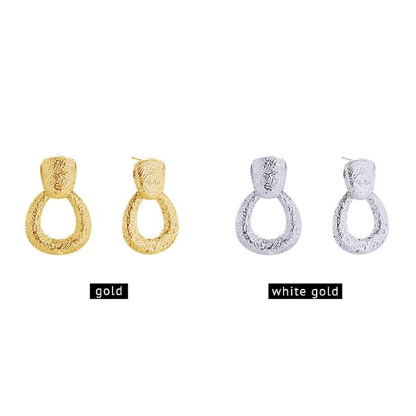 14K White Gold Dipped Door Knocker Earrings