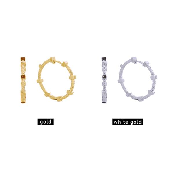 14K Gold White Gold Dipped Spin Wheel Earrings