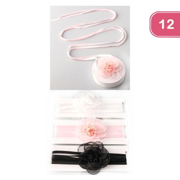 Sheer Magnolia Ribbon Necklace Wrap (12 Units)