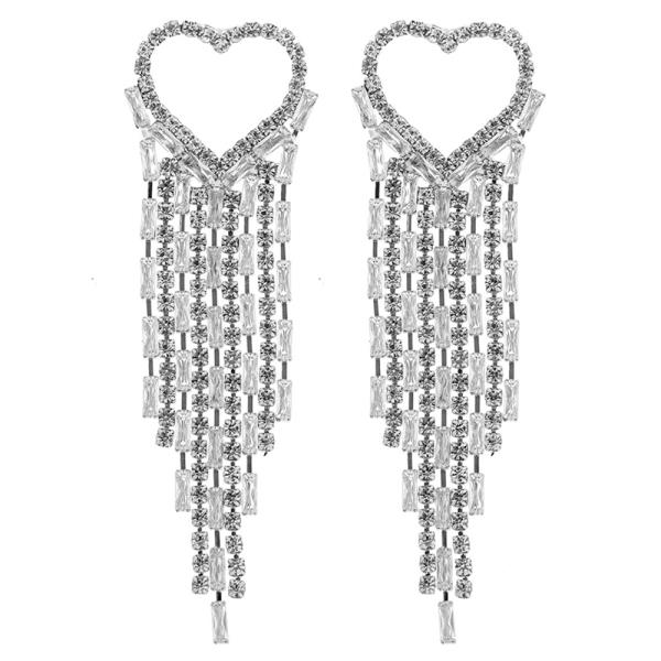 Cubic Zirconia Heart Drop Earring