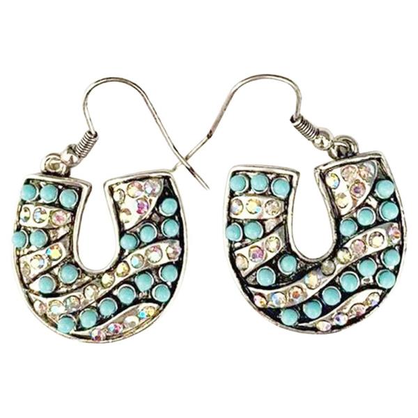 U Shape Beaded Dangle Earring