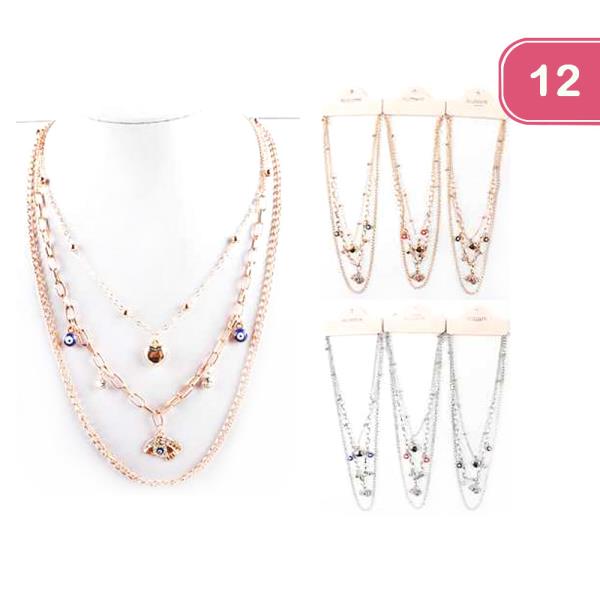 Layered Evil Eye Necklace (12 Units)