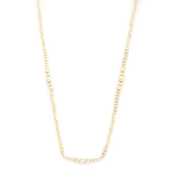 CZ Bar Brass Beaded Necklace