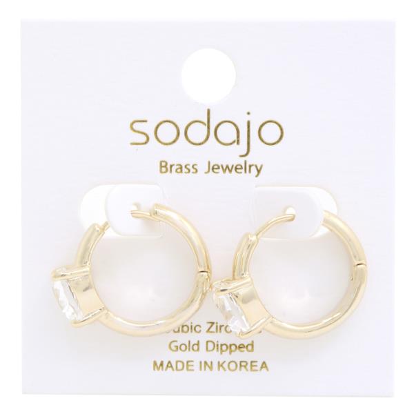 SODAJO CZ Gold Dipped Hoop Earring