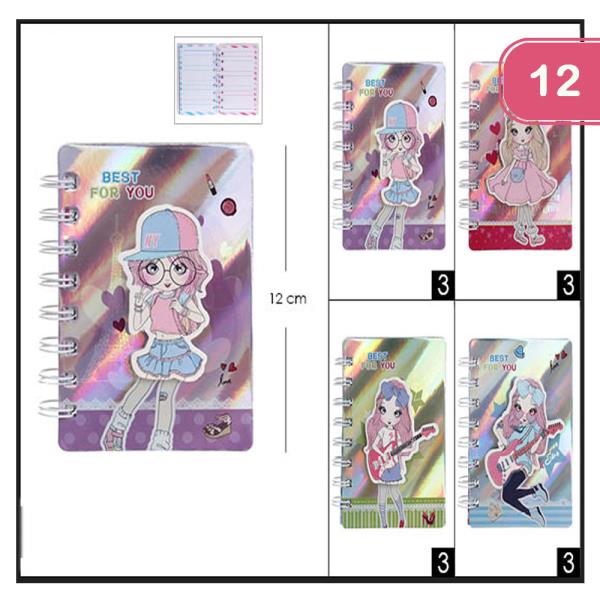 Shiny Cute Girl Notebook (12 Units)