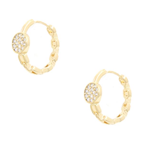 SODAJO Gold Dipped Brass CZ Huggie Earring