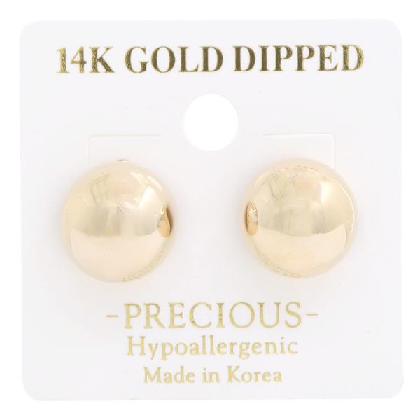 14K GOLD DIPPED ROUND HYPOALLERGENIC EARRING