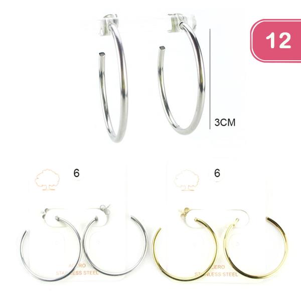 Stainless Steel Hoop Earring (12 Units)